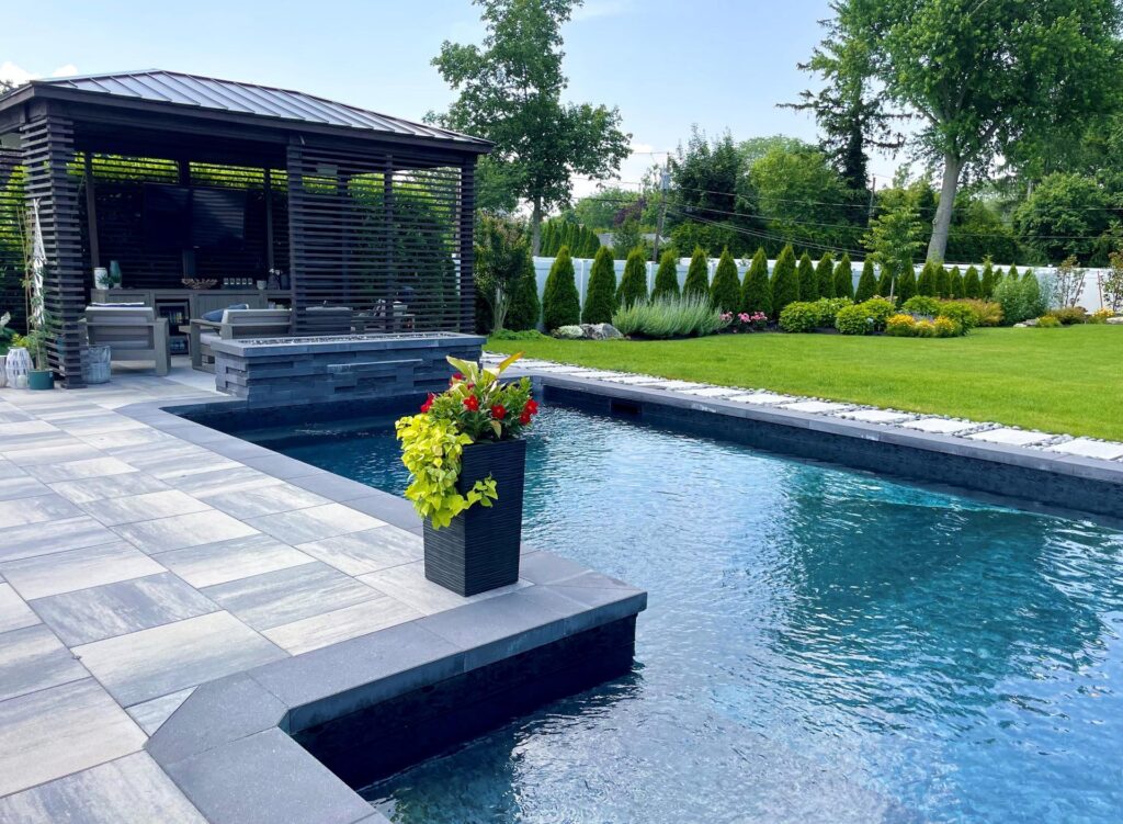 an asymmetrical luxury pool
